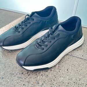 Men's Black Leather Salvatore Ferragamo Gancini Sneakers, Size 11